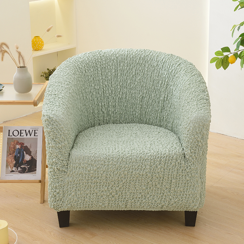 2023新款奶油云纱半圆形卡座椅套沙发垫沙发套沙发巾 果绿色