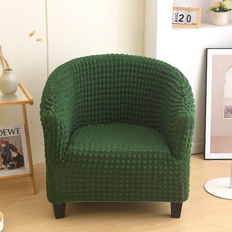 2024新款泡泡纱弹力半圆形卡座椅套沙发垫沙发套沙发巾 橄榄绿