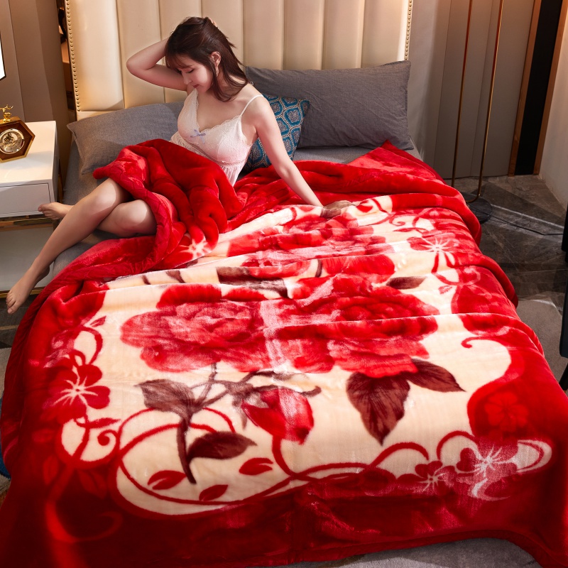凤凰林 2023新款  拉舍尔毛毯 加厚双层毯子 150*200cm 5斤 238大红