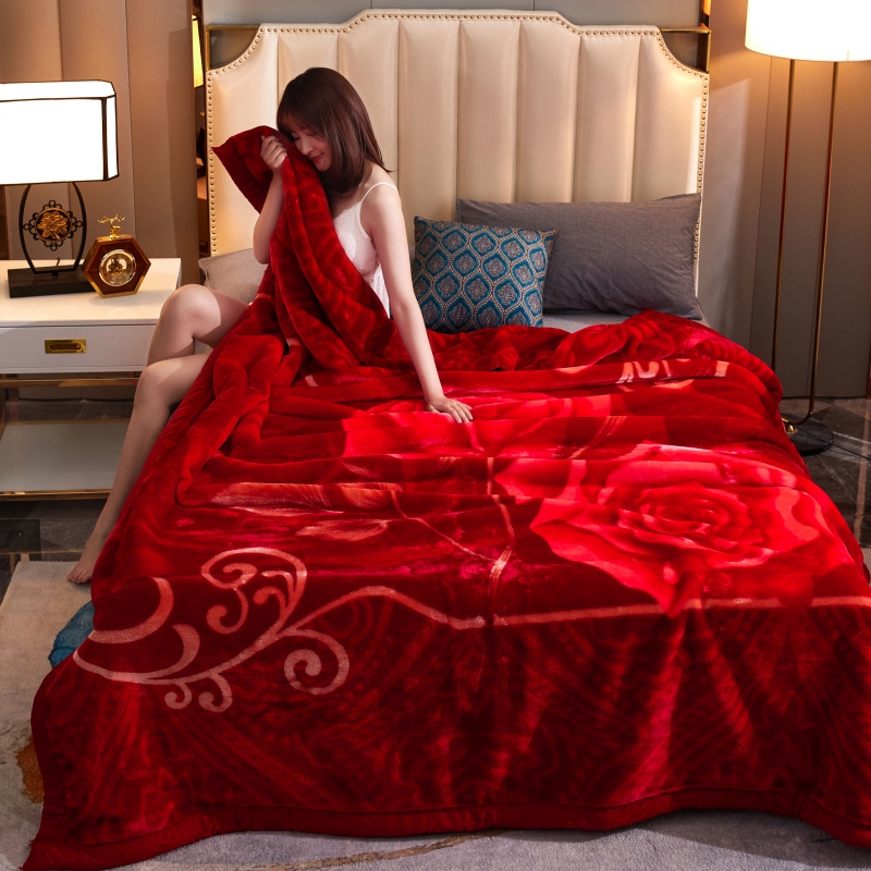 凤凰林毛毯 2023新款  拉舍尔毛毯 双层加厚 毯子 150*200cm 5斤 293大红