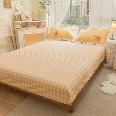 2021新款-全棉公主风花边款（单床单+枕套） 180cmx230cm单床单 甜橙