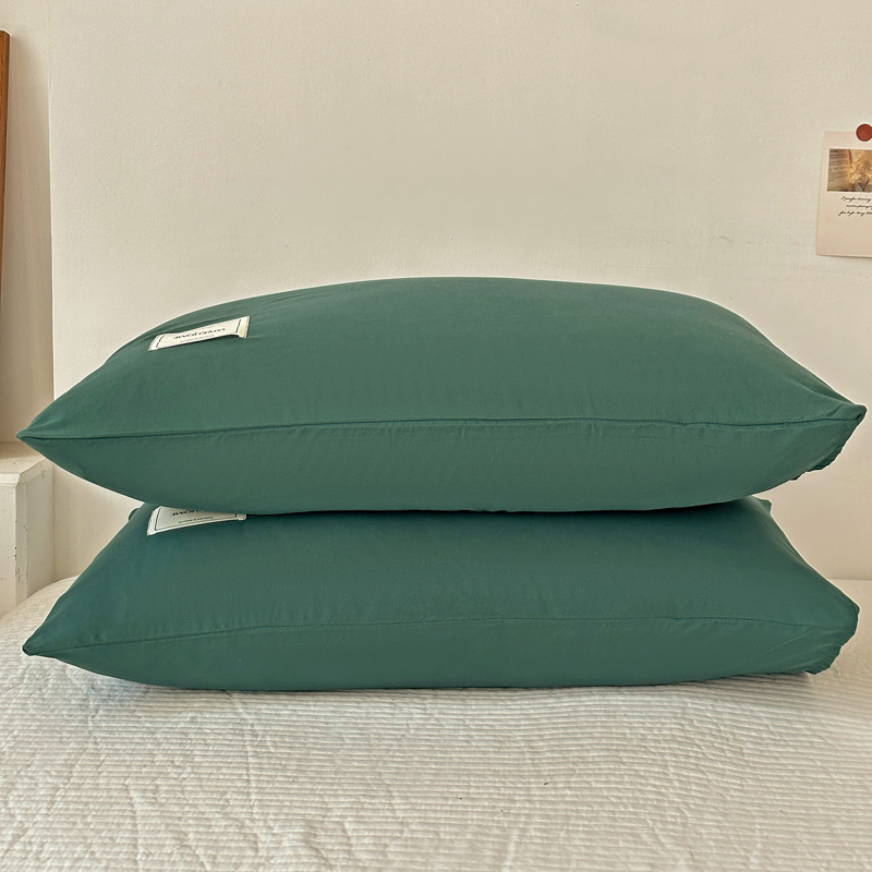 2024新款雅棉斜纹磨毛贴标枕套--风格二 48*74cm/对 贴标枕套-木绿