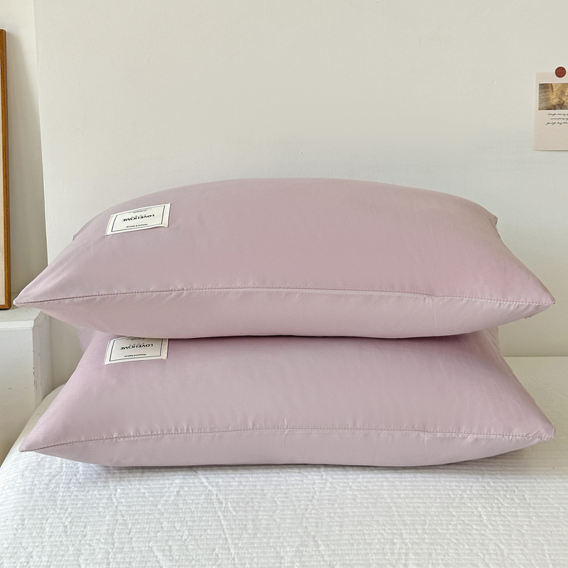 2024新款雅棉斜纹磨毛贴标枕套--风格二 48*74cm/对 贴标枕套-奶紫
