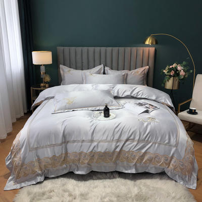 新款-金色年华水洗真丝系列四件套 床单款四件套1.8m（6英尺）床 金色年华-绅士灰（双面水洗真丝）