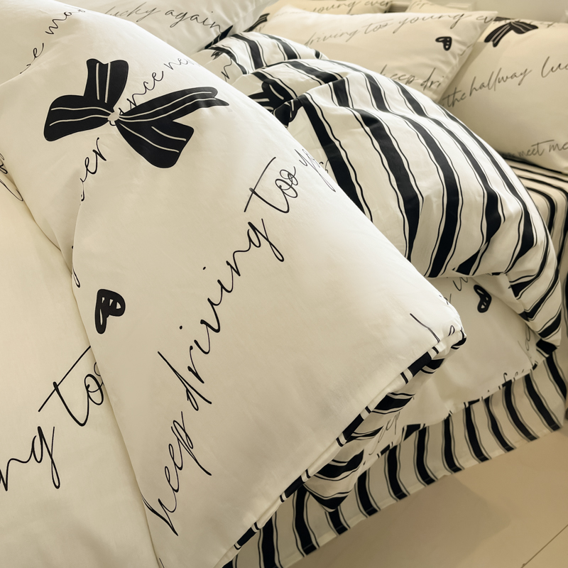 2026新款全棉印花四件套-简约系列-第二批 字母蝴蝶结