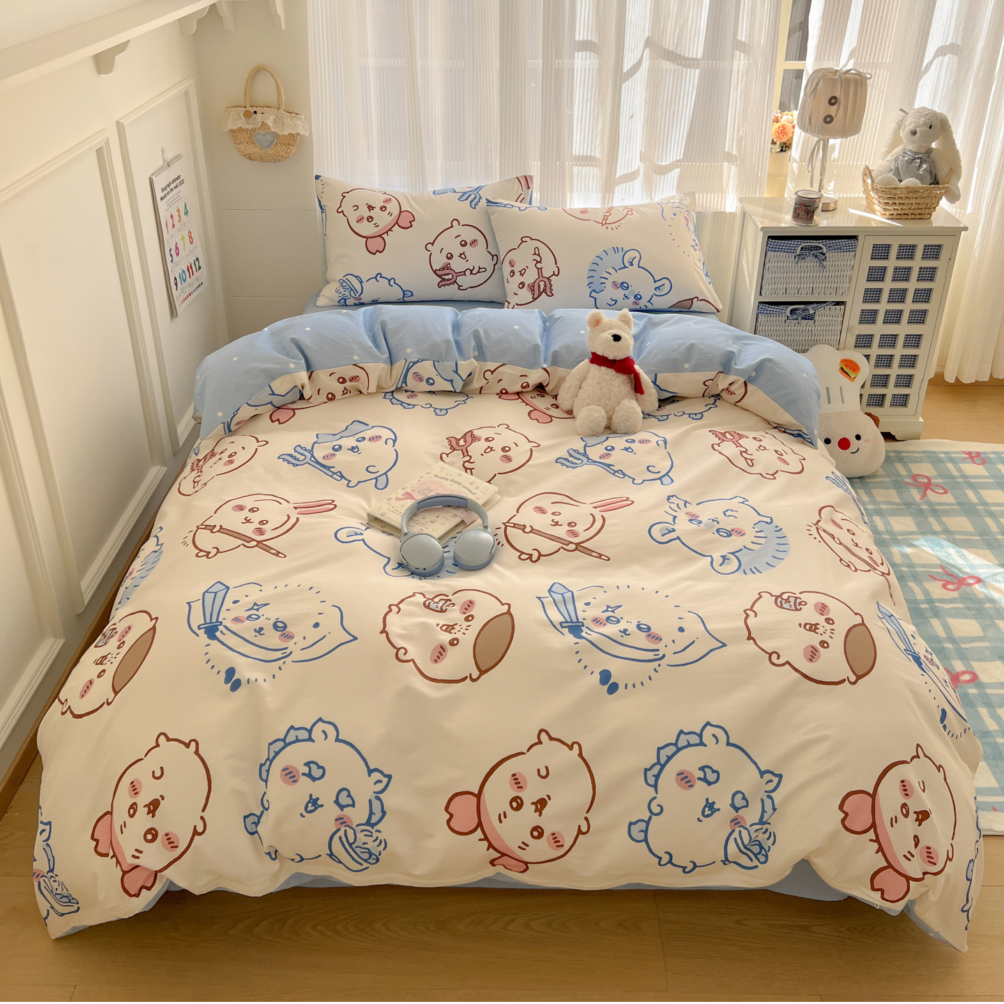 2026新款全棉印花四件套-Chikawa系列 蓝色乌萨奇