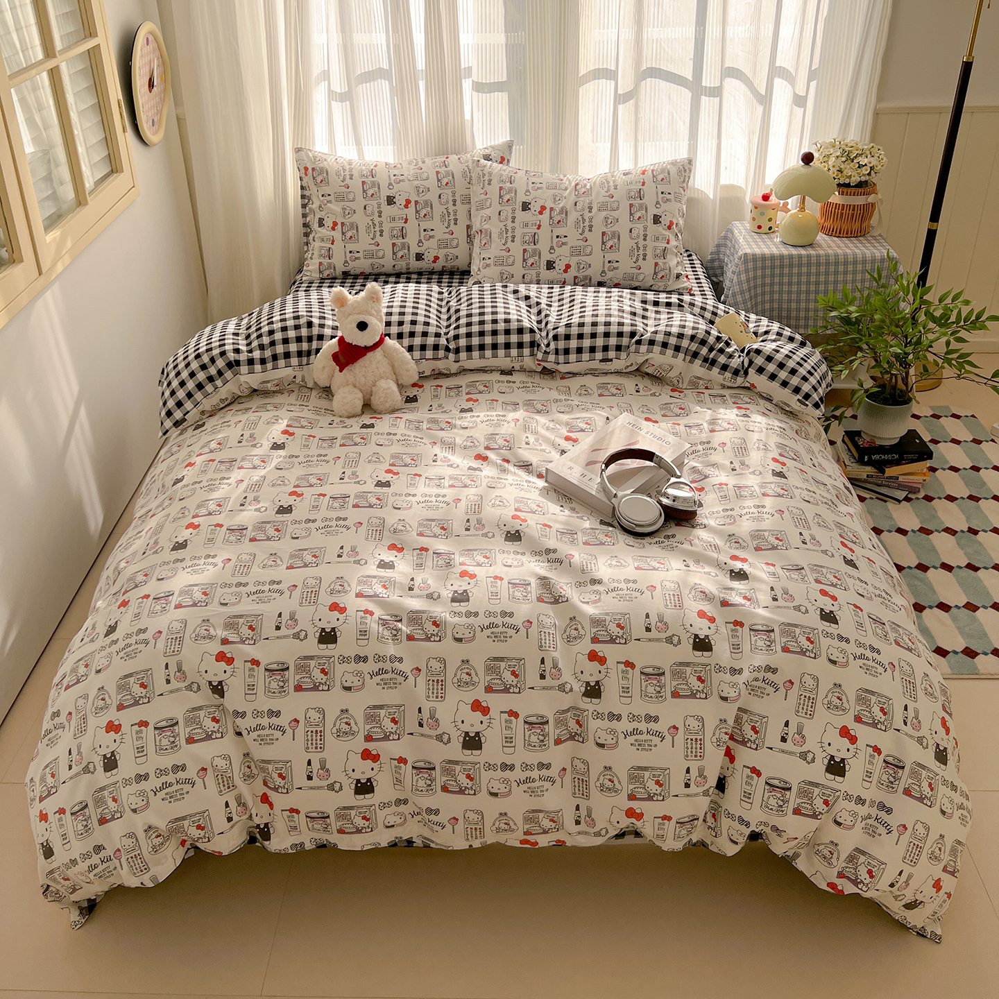 2026新款春夏正版三丽鸥全棉印花四件套系列 线条KT