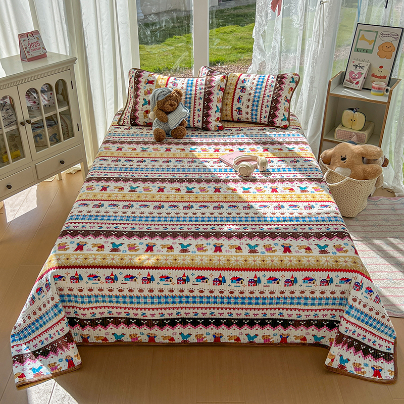2025新款费尔岛双面宝宝绒床盖 费尔岛-熊熊乐园