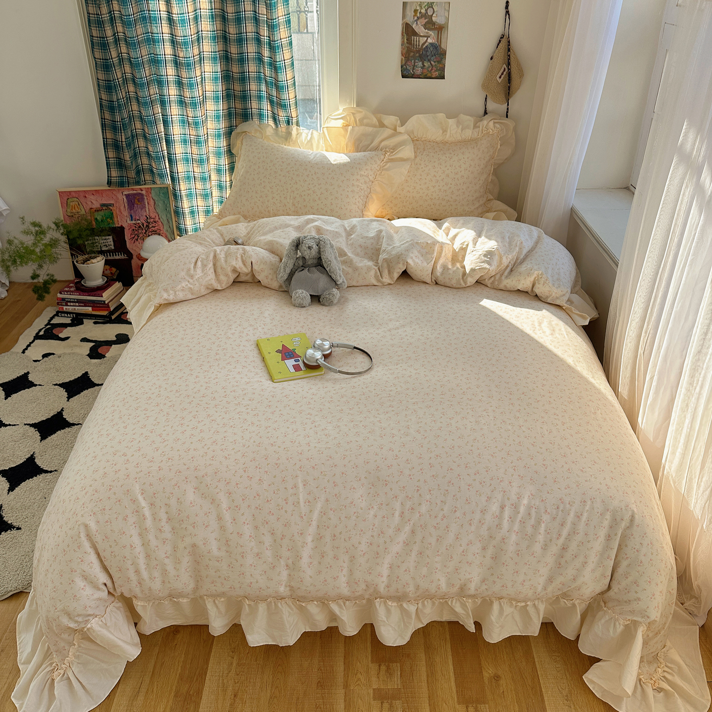 2026新款全棉印花韩系大花边系列四件套 晚风