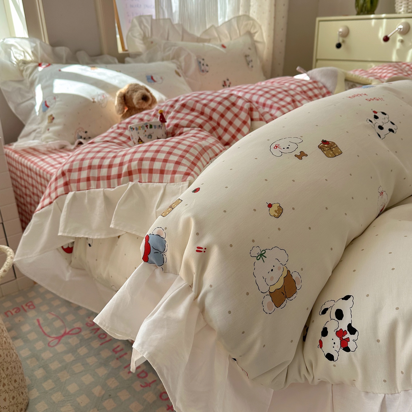 2026新款小清新四件套花边系列 睡梦狗