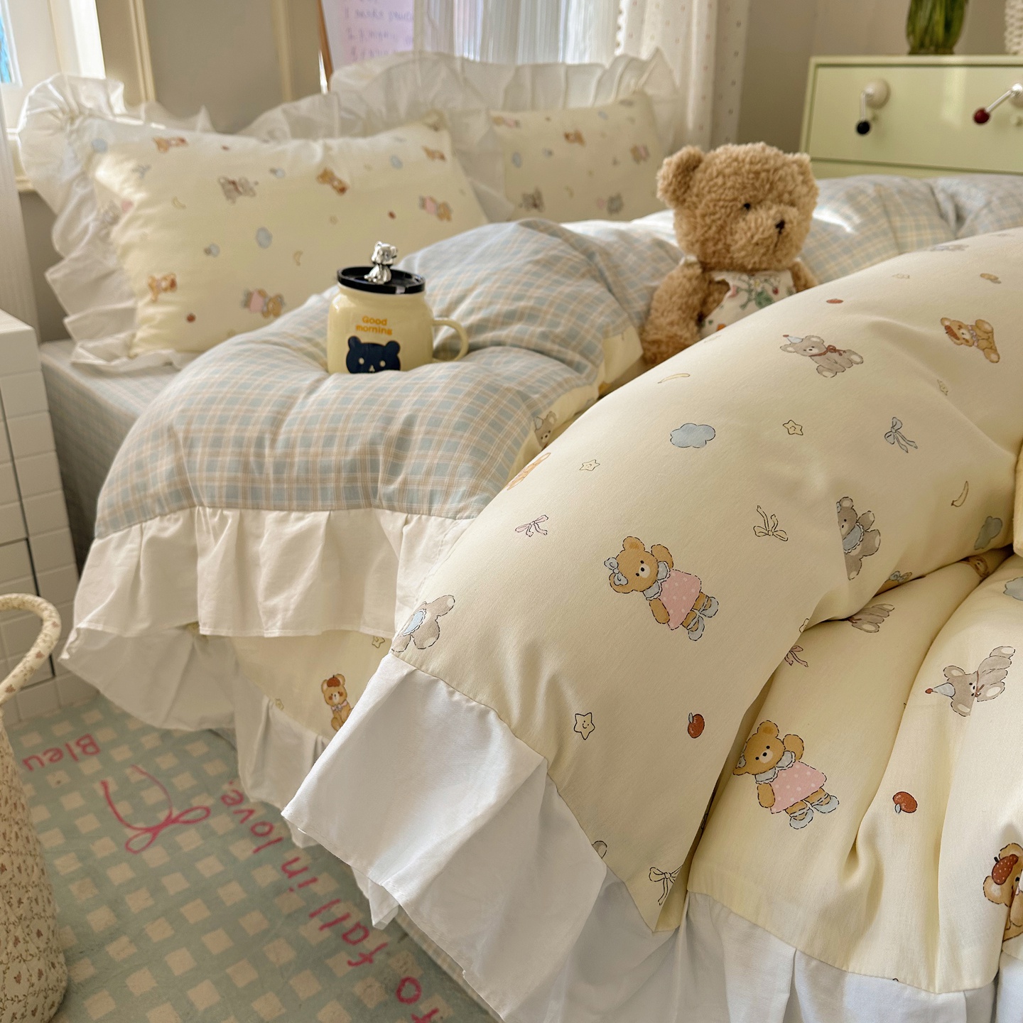 2026新款小清新四件套花边系列 围裙小熊