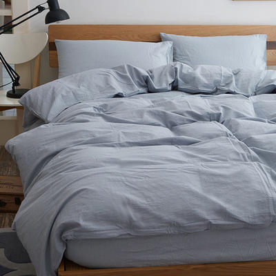 色织水洗棉四件套(纯色系列床单款) 1.5m（5英尺）床 纯浅兰