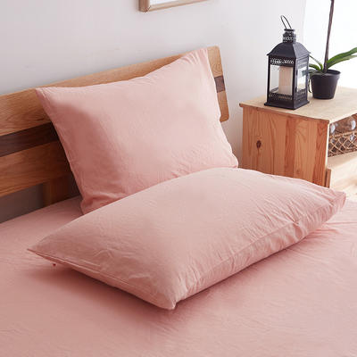 色织水洗棉四件套单品（纯色系列枕套） 48cmX74cm（一只） 纯浅粉