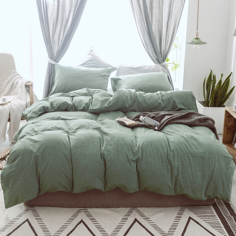 色织水洗棉四件套(纯色系列床单款) 1.5m（5英尺）床 一抹绿