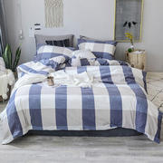 色织水洗棉四件套(大格子系列床单款) 1.2m（4英尺）床 蓝灰大格