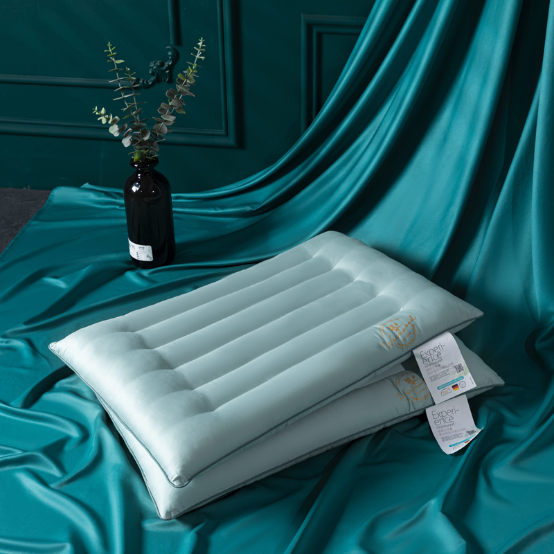 2021新款长绒棉艾草低度枕头枕芯48*74cm/个 蓝色