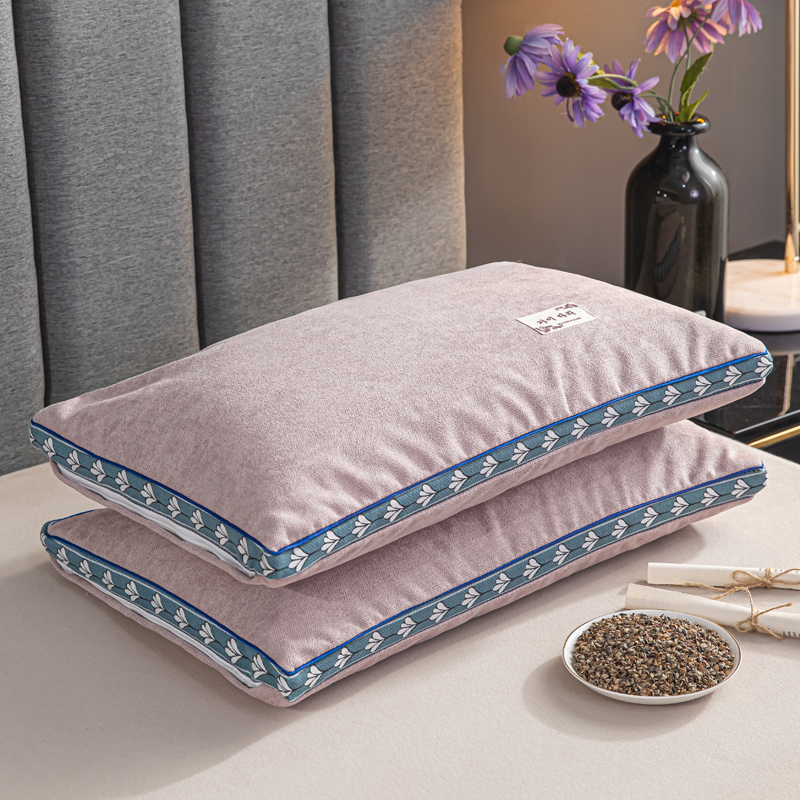 2021新款枕芯 麻绒全荞麦枕头枕芯35*55cm/个 麻绒-粉