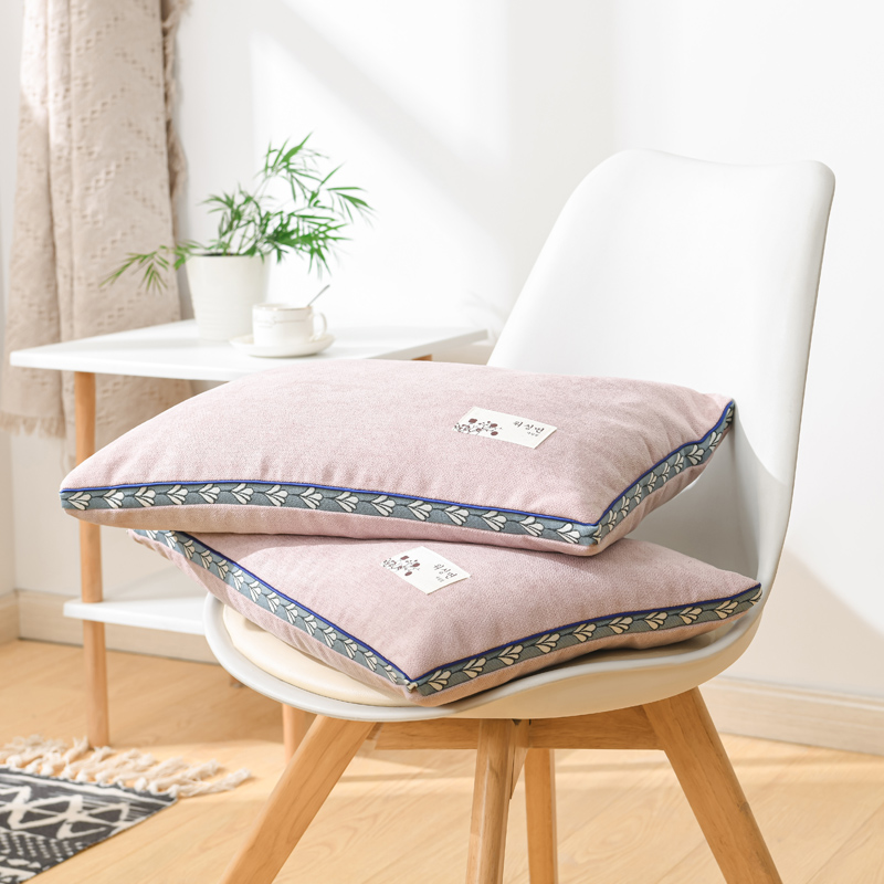 2021新款枕芯 糖果色麻绒全荞麦枕头枕芯35*55cm/个 麻绒-粉