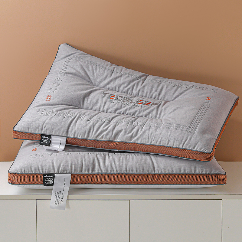 2022新款枕芯 拼色棉麻定型低枕头枕芯48*74cm/只 拼色棉麻定型低枕