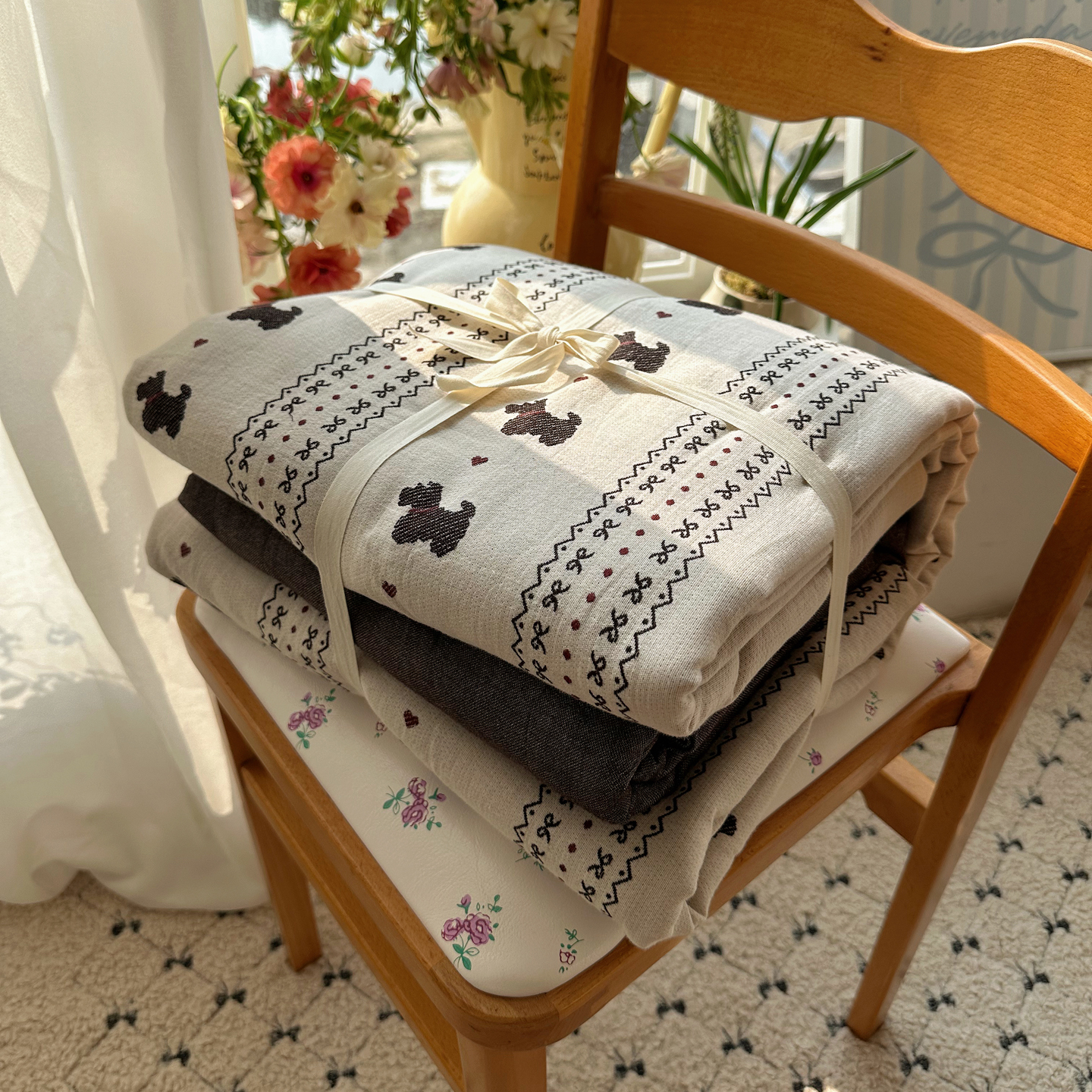 2026新款全棉色织双层纱提花四件套 叠拍图（参考）