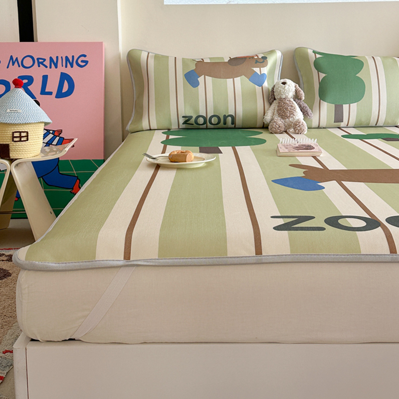 2025新款升级900D加厚数码印花斜纹冰丝床席款凉席三件套