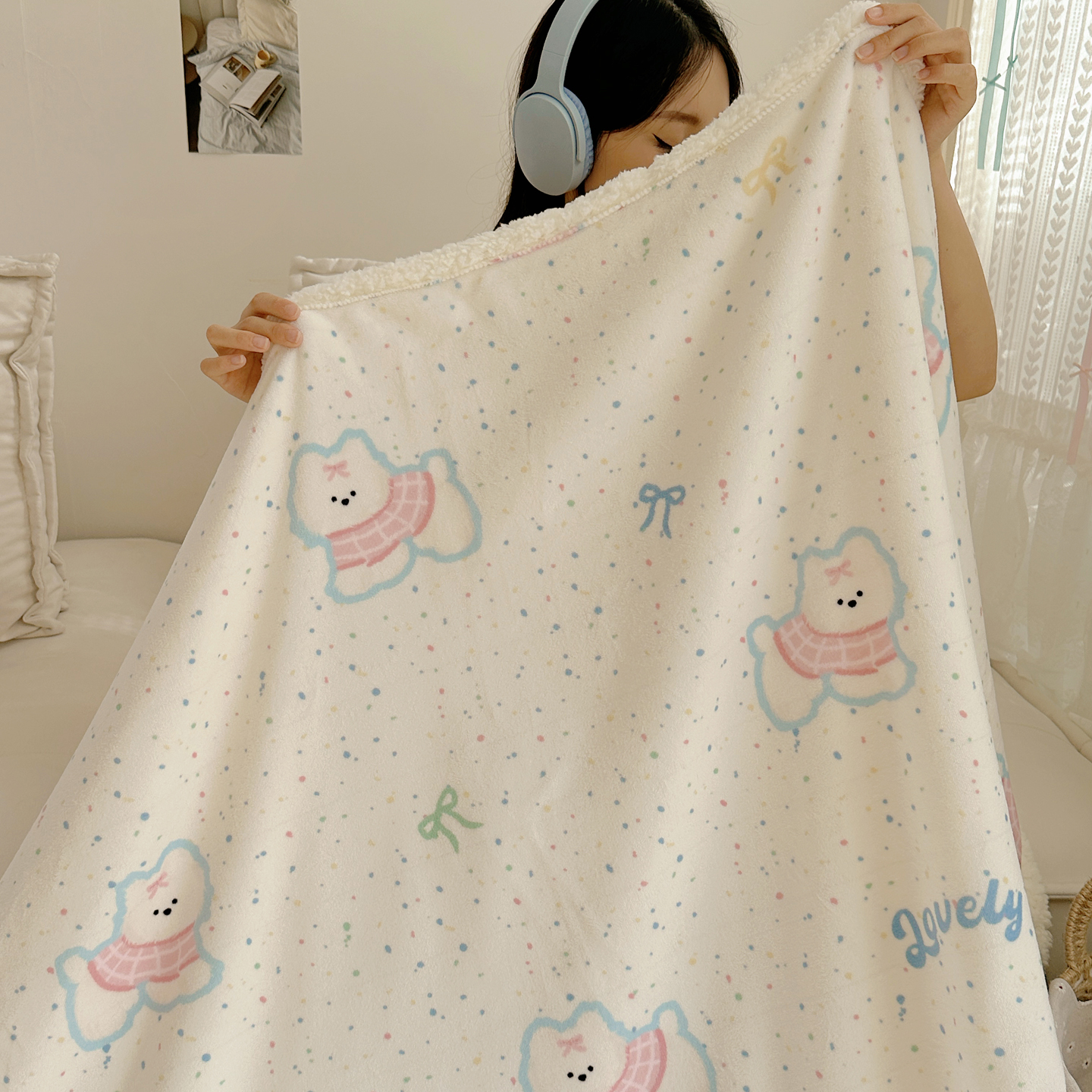 2025新款多功能牛奶绒羊羔绒毛毯 五彩缤纷