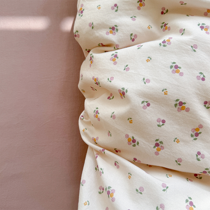 2025新款全棉小清新印花磨毛四件套 樱桃多多