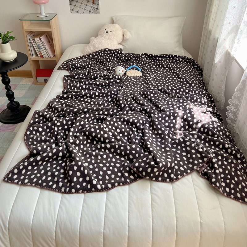 2025新款四季多功能双面宝宝绒暖肤毯米粒绒毛毯 波点