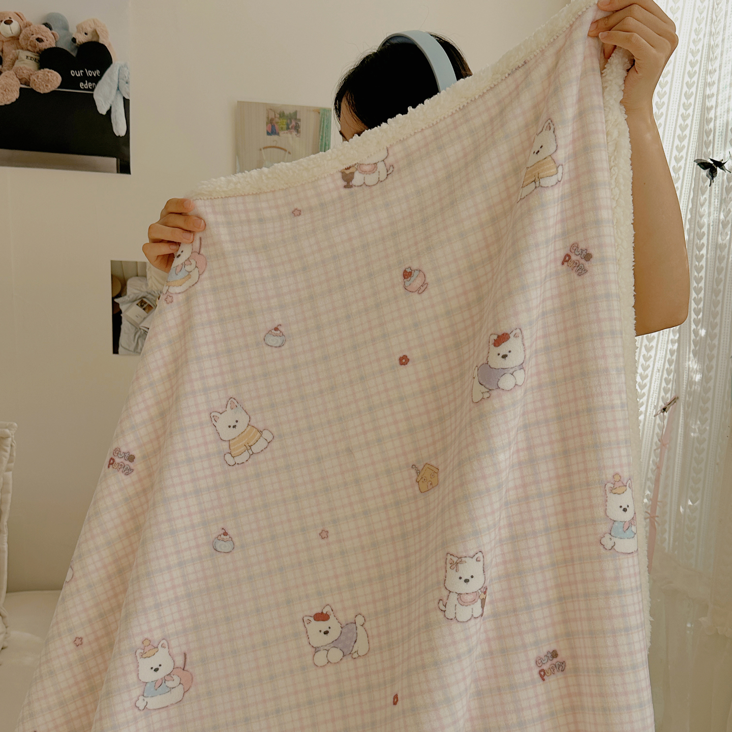 2025新款多功能牛奶绒羊羔绒毛毯 萌宠小屋