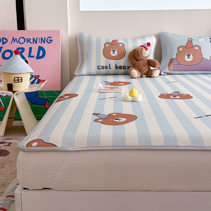 2025新款升级900D加厚数码印花斜纹冰丝床席款凉席三件套