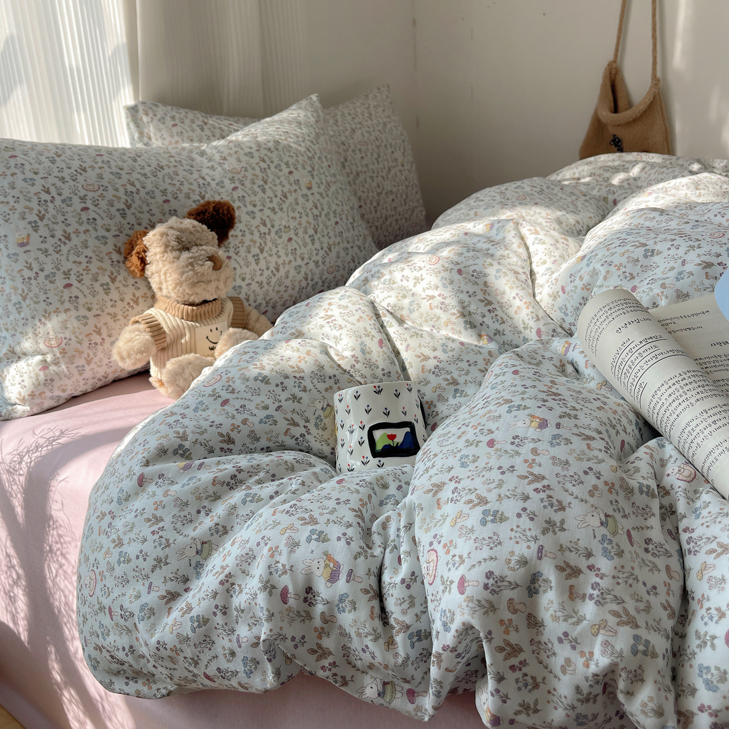 2026新款全棉双层纱四件套 森林兔