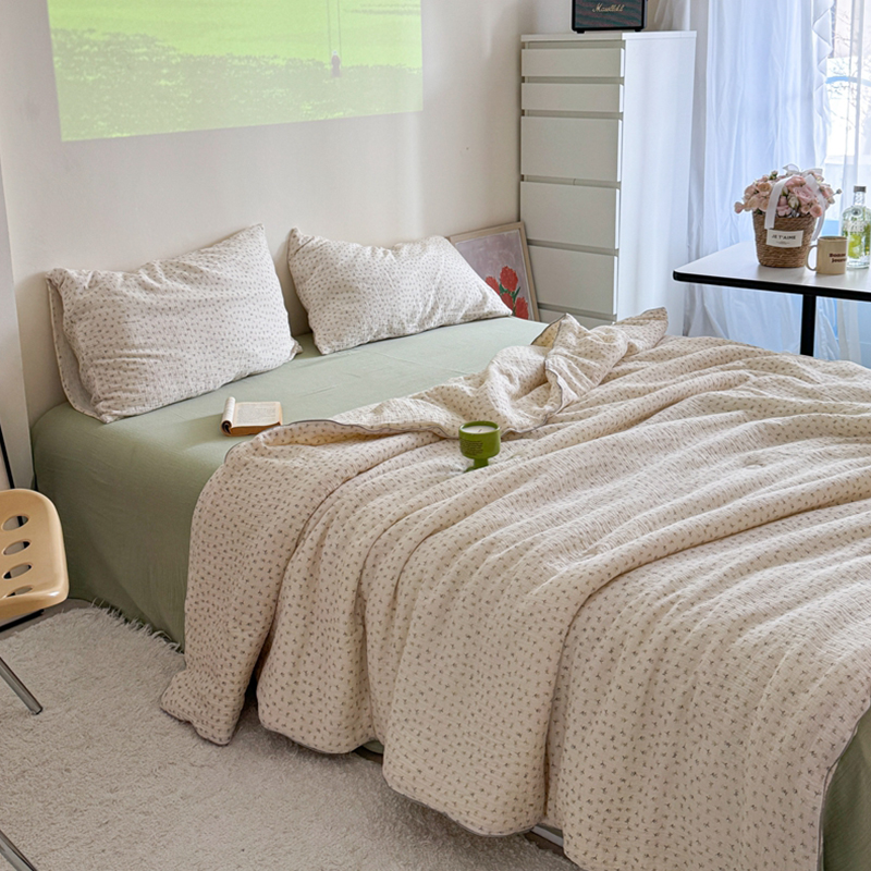 2025新款软软糯糯的双层皱皱纱单夏被、夏被四件套