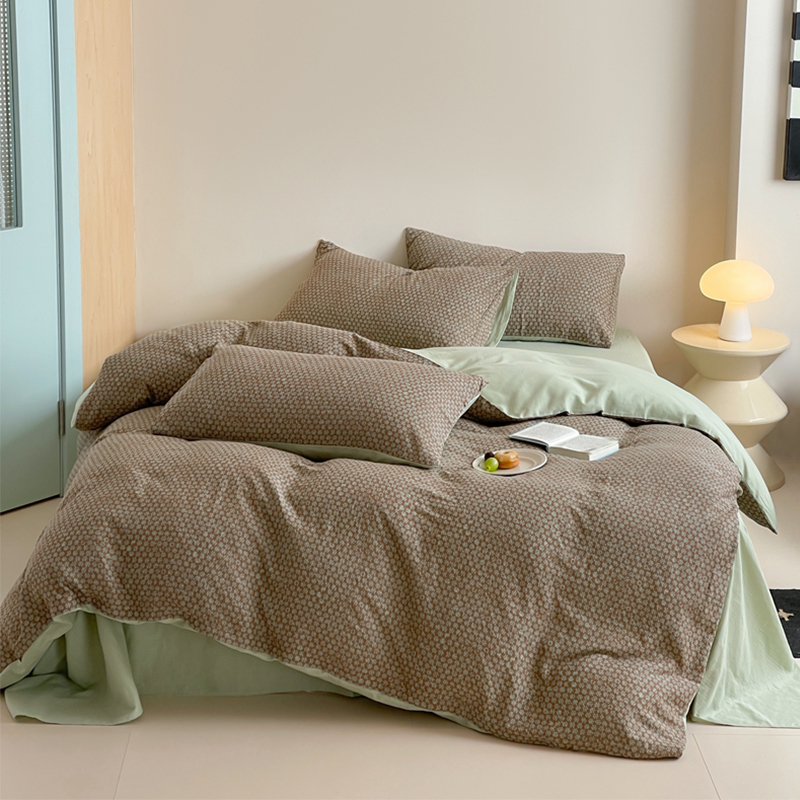 2025新款全棉复古美式风水洗双层纱印花四件套