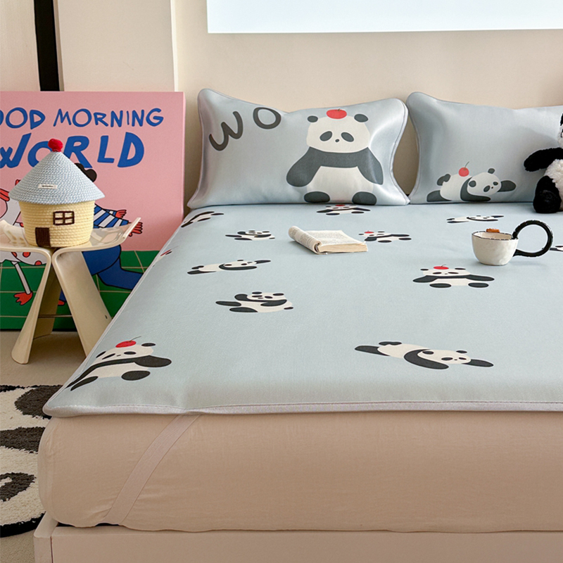 2025新款升级900D加厚数码印花斜纹冰丝床席款凉席三件套