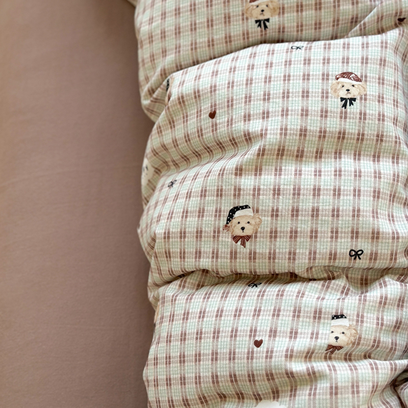 2025新款全棉小清新印花磨毛四件套 英伦熊