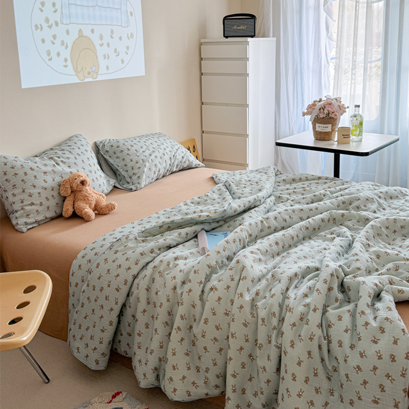 2025新款软软糯糯的双层皱皱纱单夏被、夏被四件套