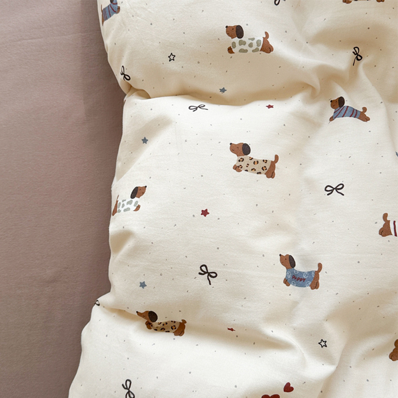 2025新款全棉小清新印花磨毛四件套 斑点狗狗