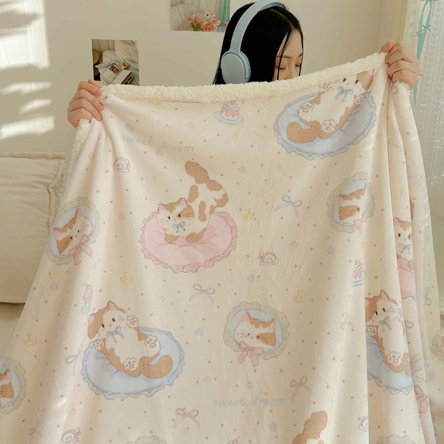 2025新款多功能牛奶绒羊羔绒毛毯 做个好梦