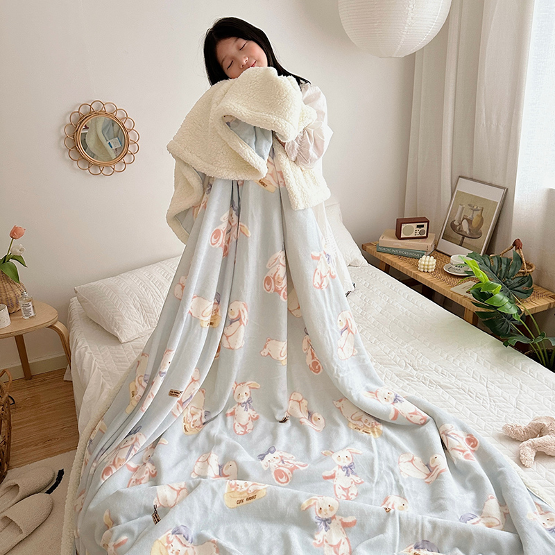 2023新款毛毯ins加厚牛奶绒羊羔绒毛毯午睡毯沙发盖毛毯系列一 100x150cm 菲比兔
