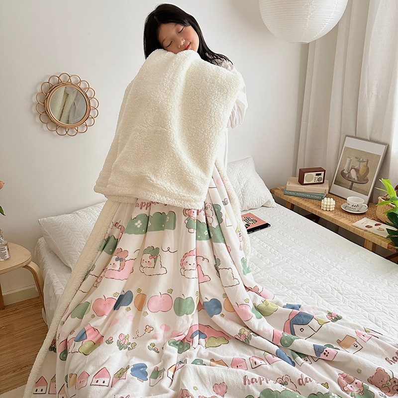 2023新款毛毯ins加厚牛奶绒羊羔绒毛毯午睡毯沙发盖毛毯系列一 100x150cm 快乐的一天