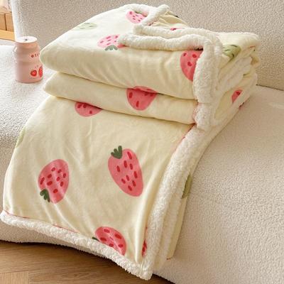 2023新款毛毯ins加厚牛奶绒羊羔绒毛毯午睡毯沙发盖毛毯系列二 100x150cm 小草莓