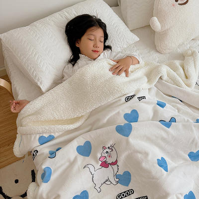 2023新款毛毯ins加厚牛奶绒羊羔绒毛毯午睡毯沙发盖毛毯系列二 100x150cm 爱心猫