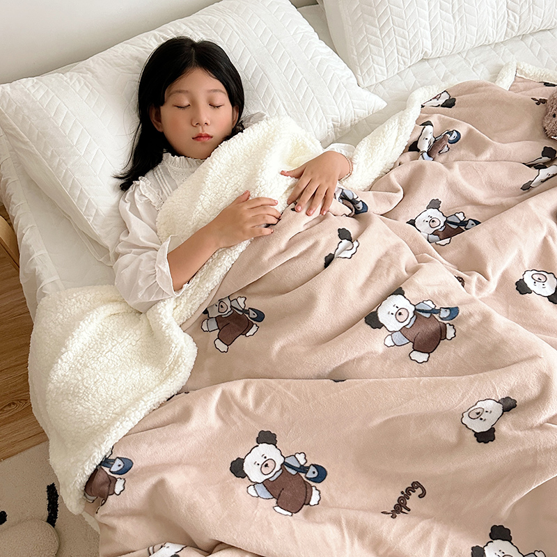2023新款毛毯ins加厚牛奶绒羊羔绒毛毯午睡毯沙发盖毛毯系列二 100x150cm 购物熊咖色