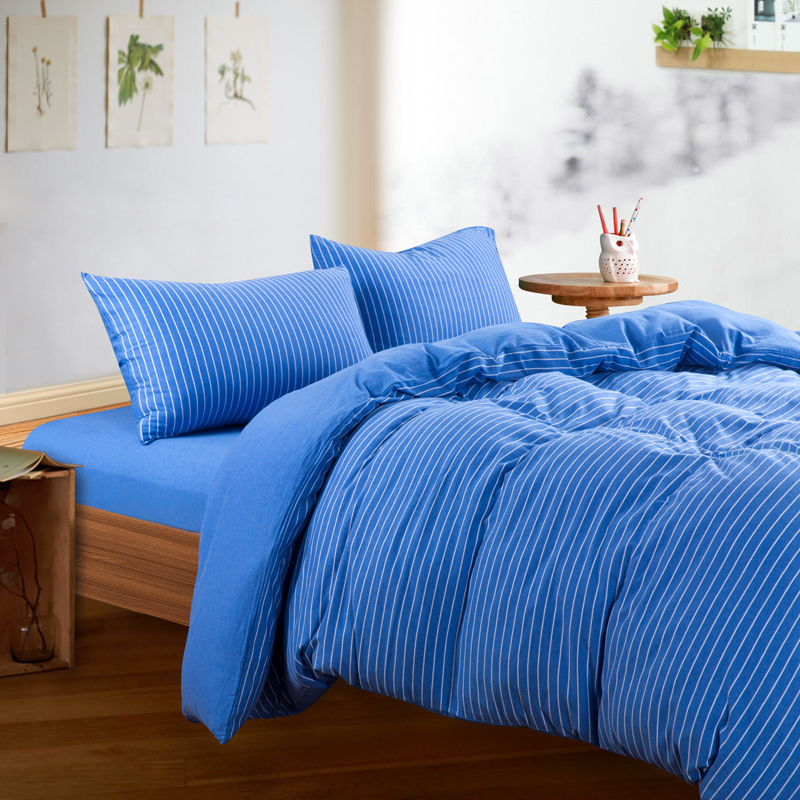 针织棉四件套 小小号床单款1.2m（4英尺）床 蓝白细条800