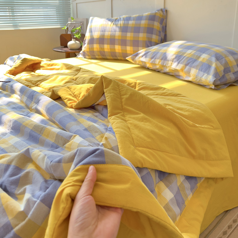 2025新款全棉A类色织水洗棉夏被四件套