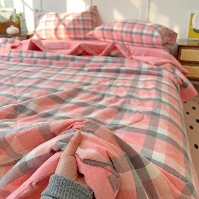 2025新款全棉A类色织水洗棉夏被四件套