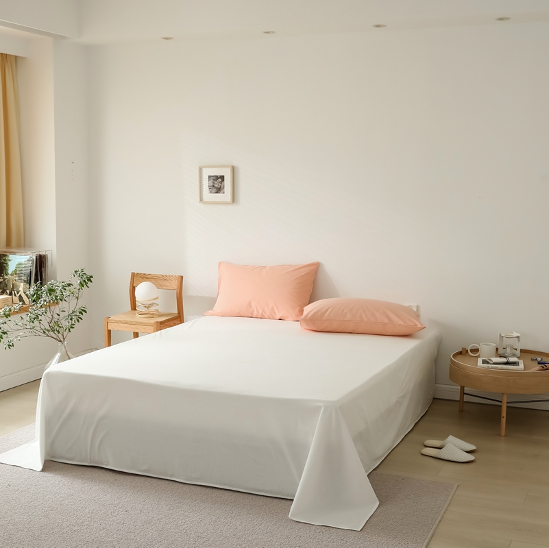 2021新款-全棉色织水洗棉纯色混搭系列单床单 180cmx230cm单床单 白色