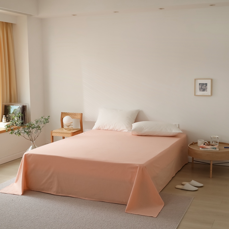 2021新款-全棉色织水洗棉纯色混搭系列单床单 180cmx230cm单床单 粉色
