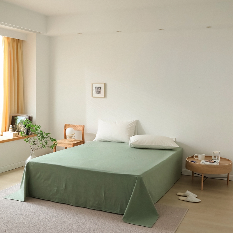 2021新款-全棉色织水洗棉纯色混搭系列单床单 180cmx230cm单床单 绿色
