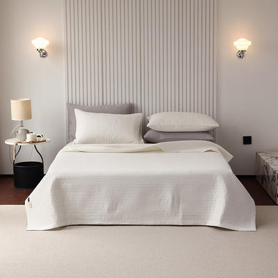 2024新款双面全棉色织水洗棉床盖 200*230cm单床盖 白色